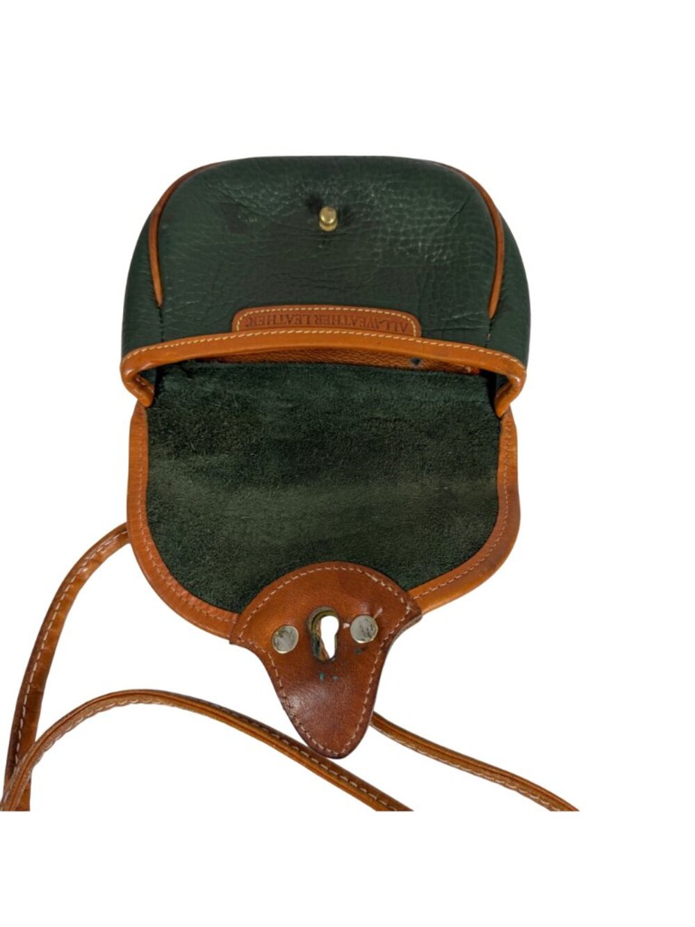 VTG Dooney Bourke Green MINI AWL Saddle Calvary Crossbody Bag Fanny Pack + Charm - Picture 8 of 11
